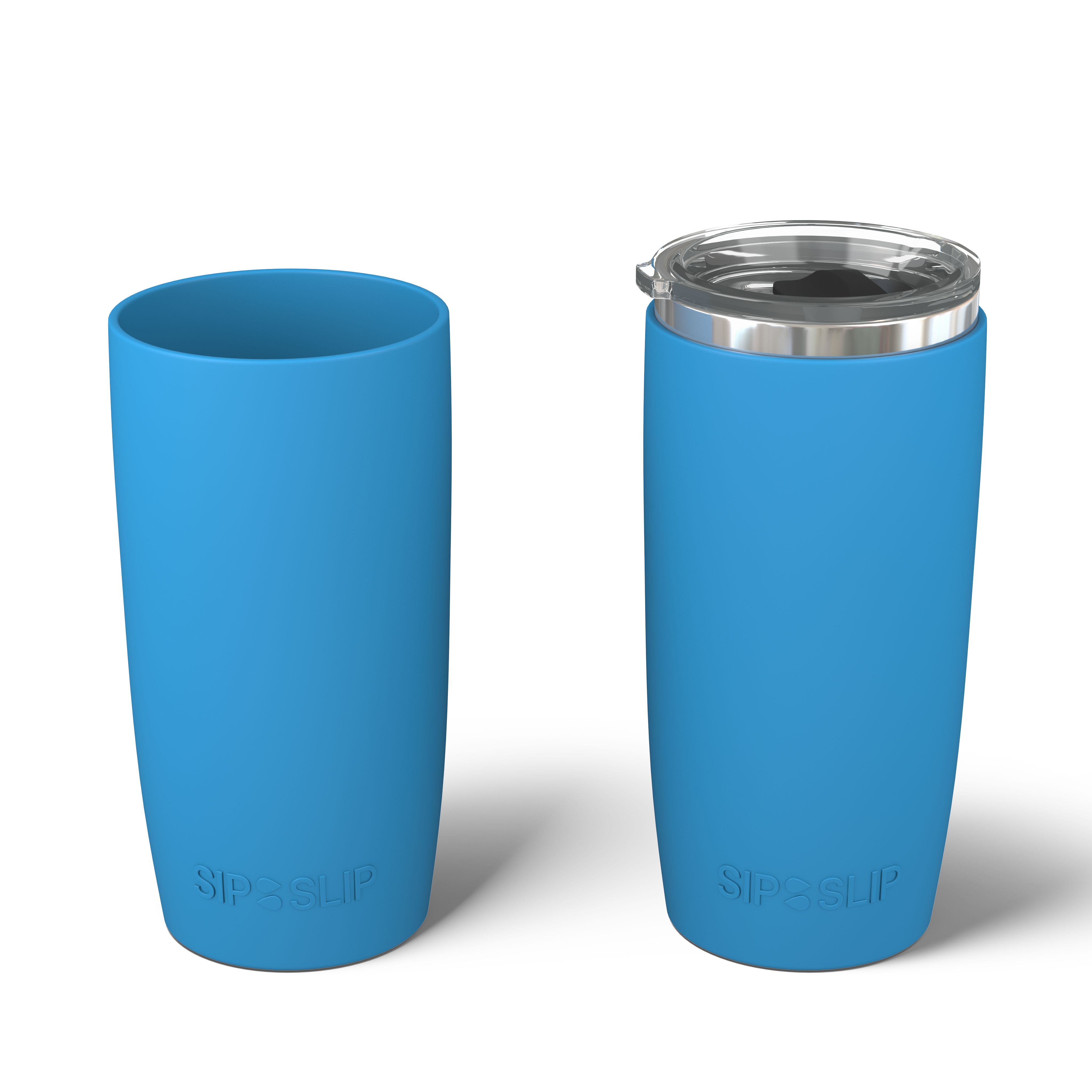 20oz Stainless Steel Tumber with Removable Silicone Sleeve (Light  Blue/White)